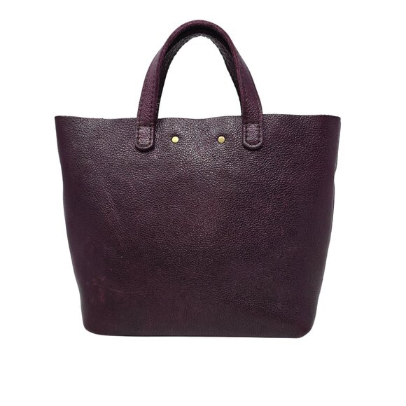 Portland Leather Goods Mini Crossbody Tote Classic Snap Plum Purple Handbag - Picture 4 of 16